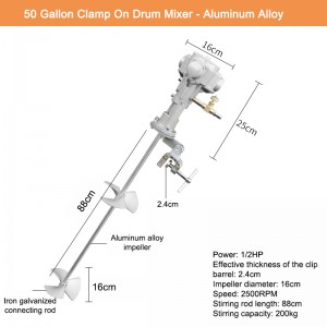 50 Gallon Clamp On Drum Stainless Steel Mixer  Aluminum Alloy Mixer