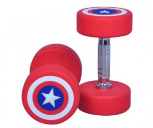 China-Professional-Exercise-Gym-Fitness-Equipment-Captain-America-PU-Dumbbell